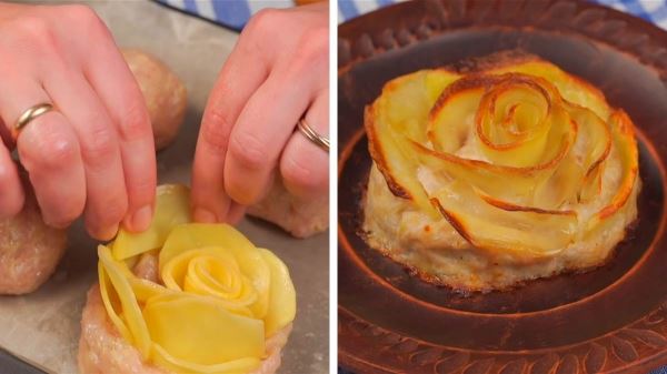 Картофельные розы с фаршем: рецепт съедобного букета